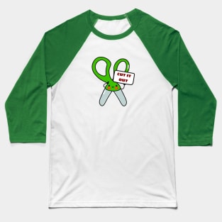 Cut It Out - Cute Scissor Pun Baseball T-Shirt